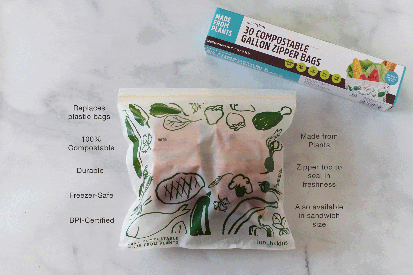 Ziptop Compostable Freezer-Safe Gallon Storage Bags