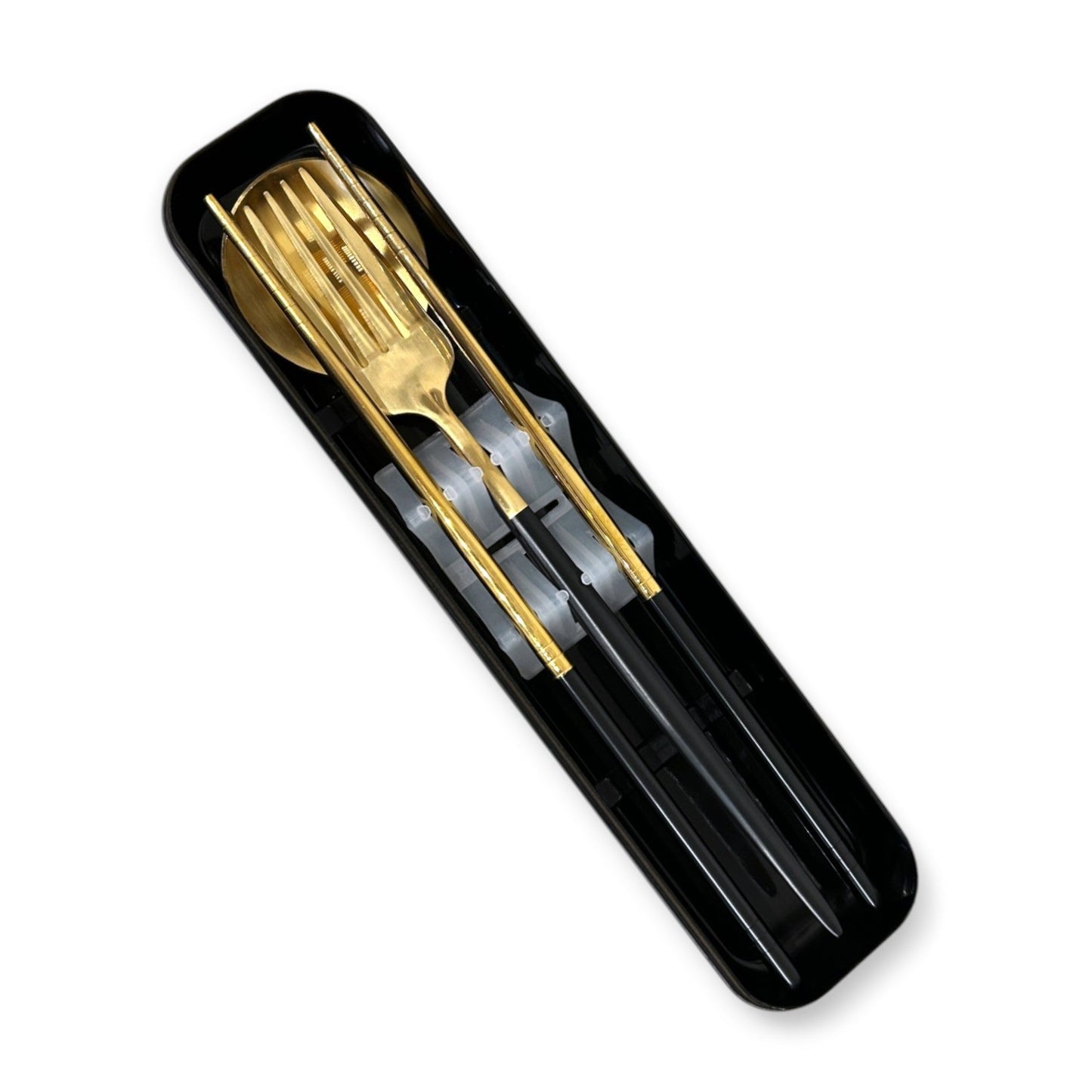 Reusable Travel Utensil Set | Gold & Black Stainless Steel with Case - Other Eco - Goods