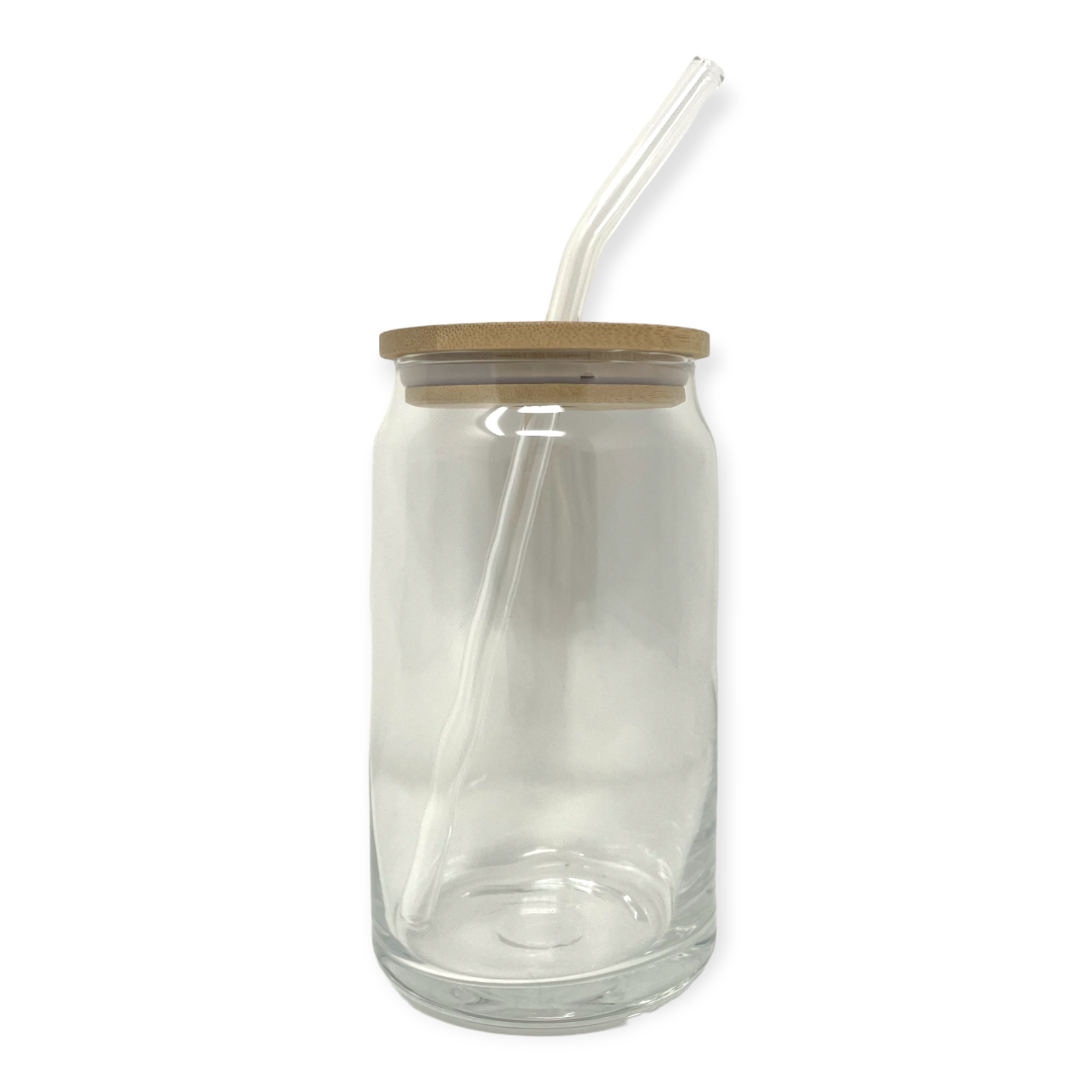 Personalized Initial 16oz Glass Can Cup with Bamboo Lid