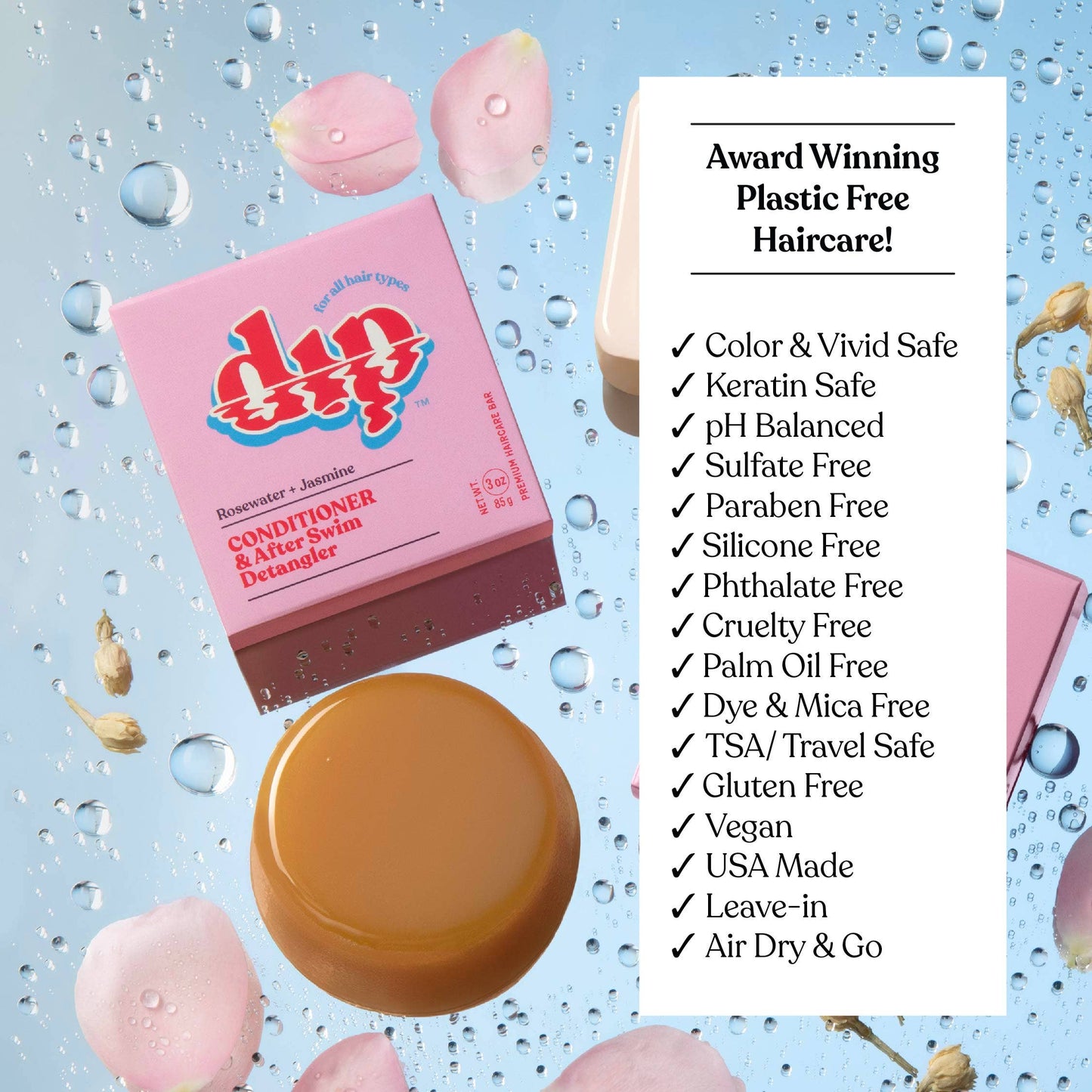 Dip Conditioner Bar & After Swim Detangler | Rosewater & Jasmine