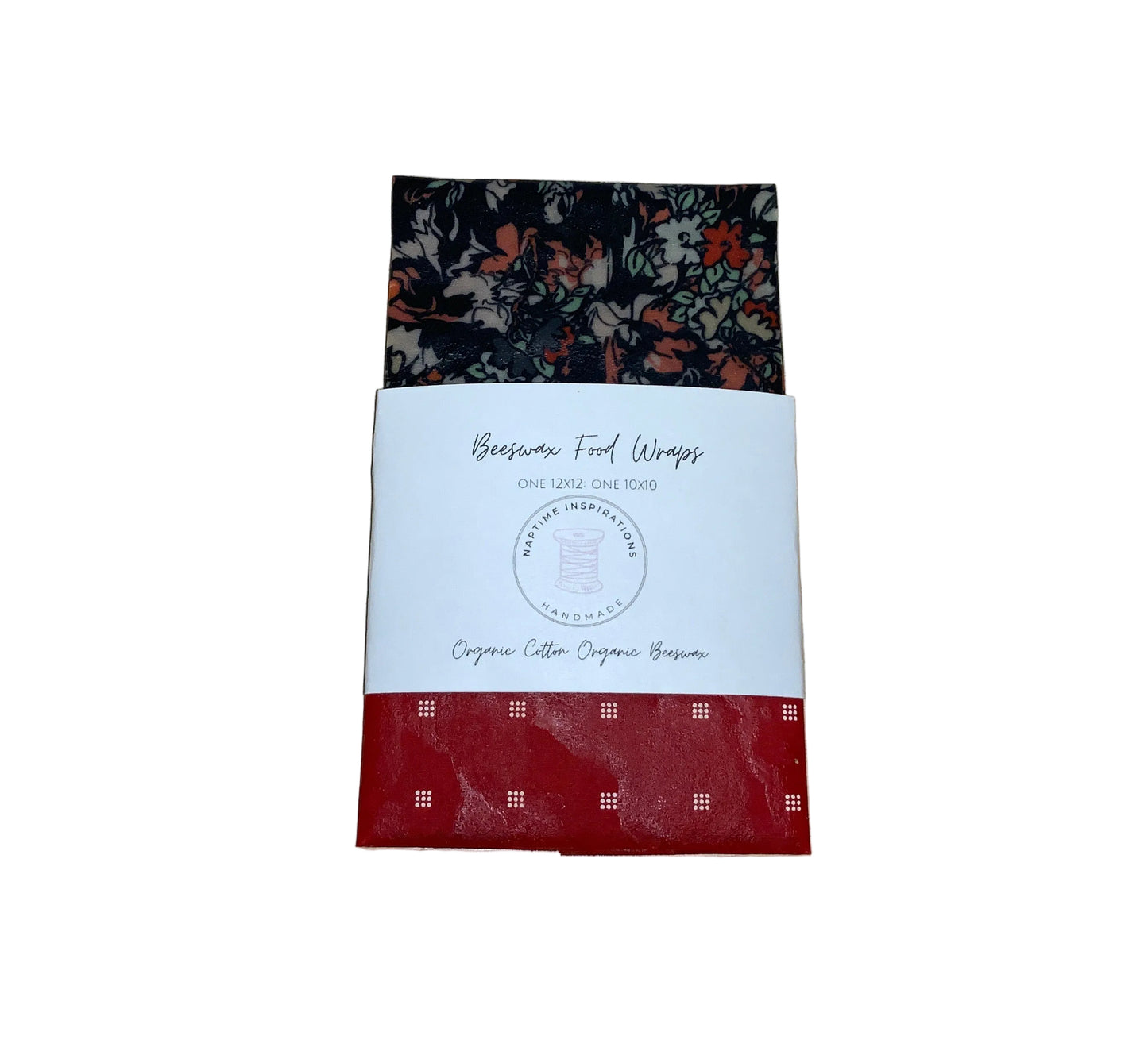 Beeswax Food Wraps | 2pk black floral/red | Naptime Inspirations
