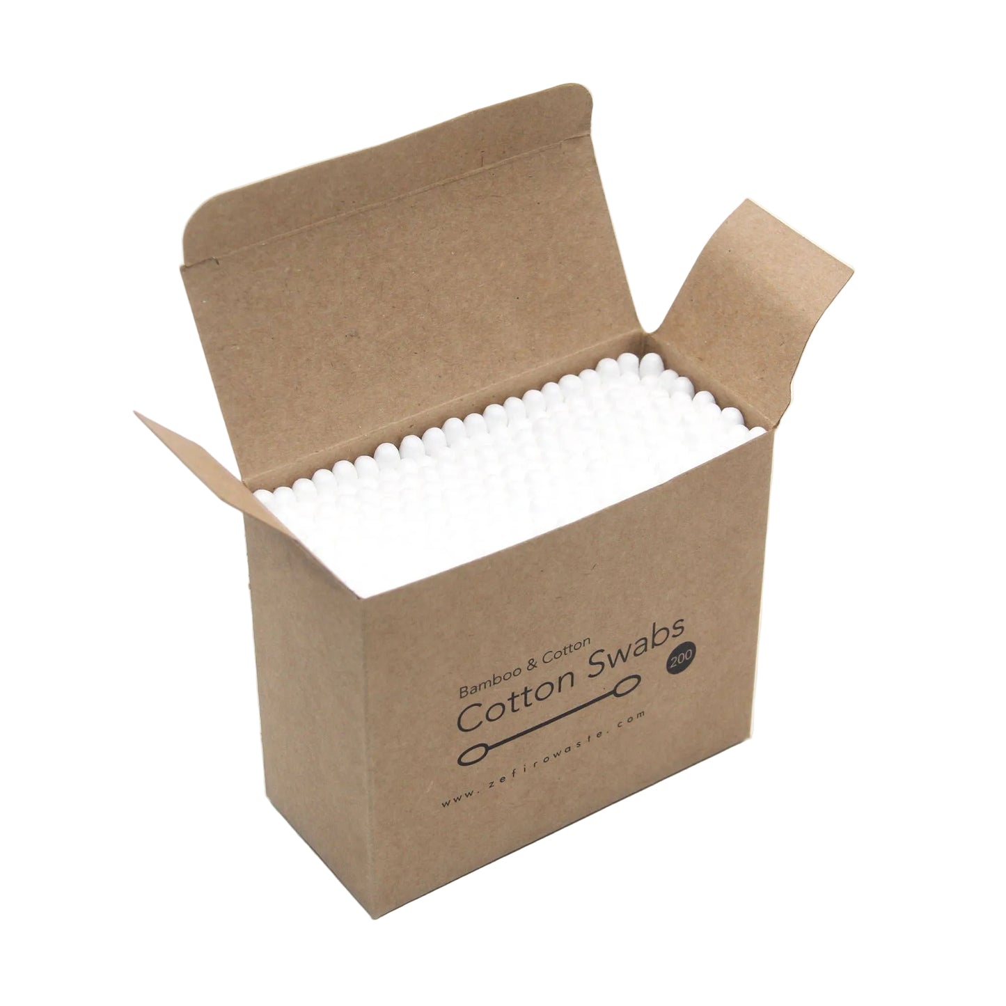 Box of cotton swabs with a white background