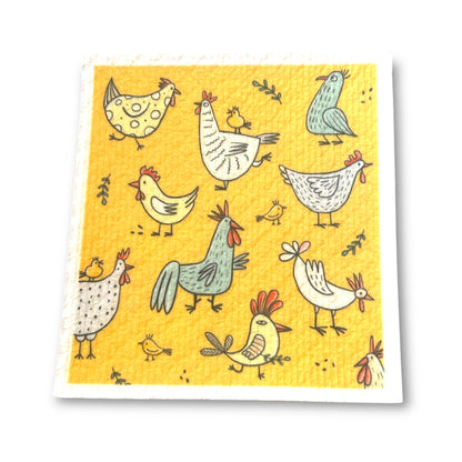Swedish Dishcloth | Chickens & Birds | Fun Eco-Friendly Kitchen Cleaning