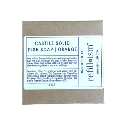 Castile Solid Dish Soap | Orange | Bowl Refill