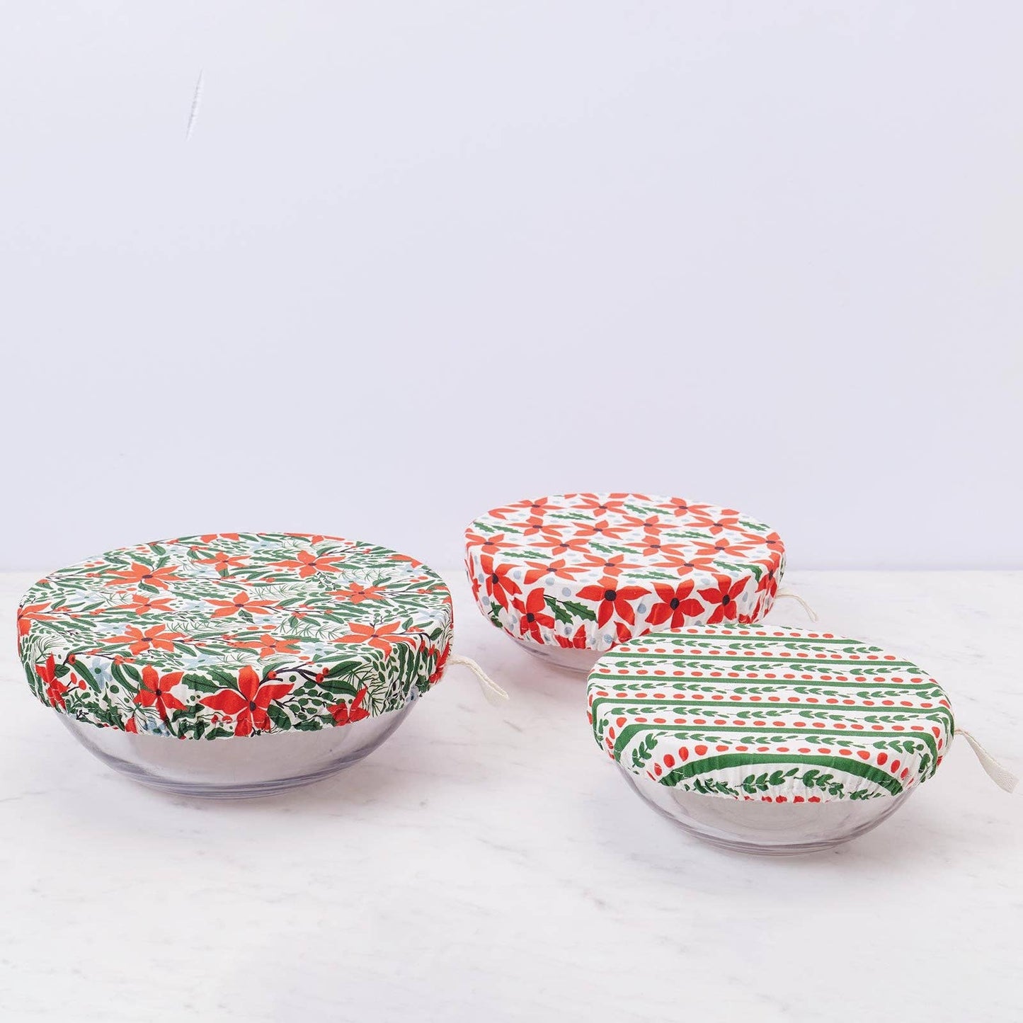 Dish Covers | Set Of 3 | Poinsettia | Holiday