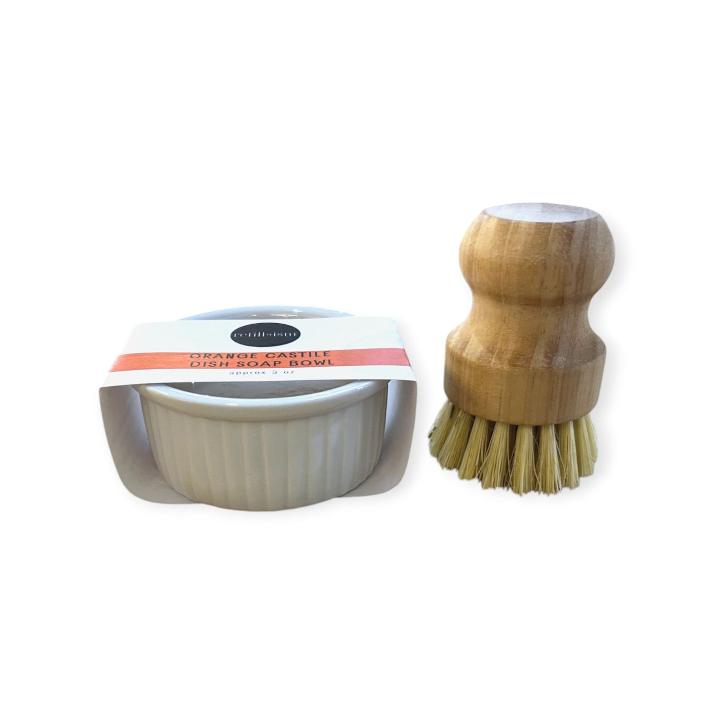 Dish Washing Set | Castile Solid Dish Soap Bowl & Brush