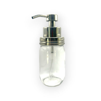 Chrome foaming pump dispenser with a sleek finish.