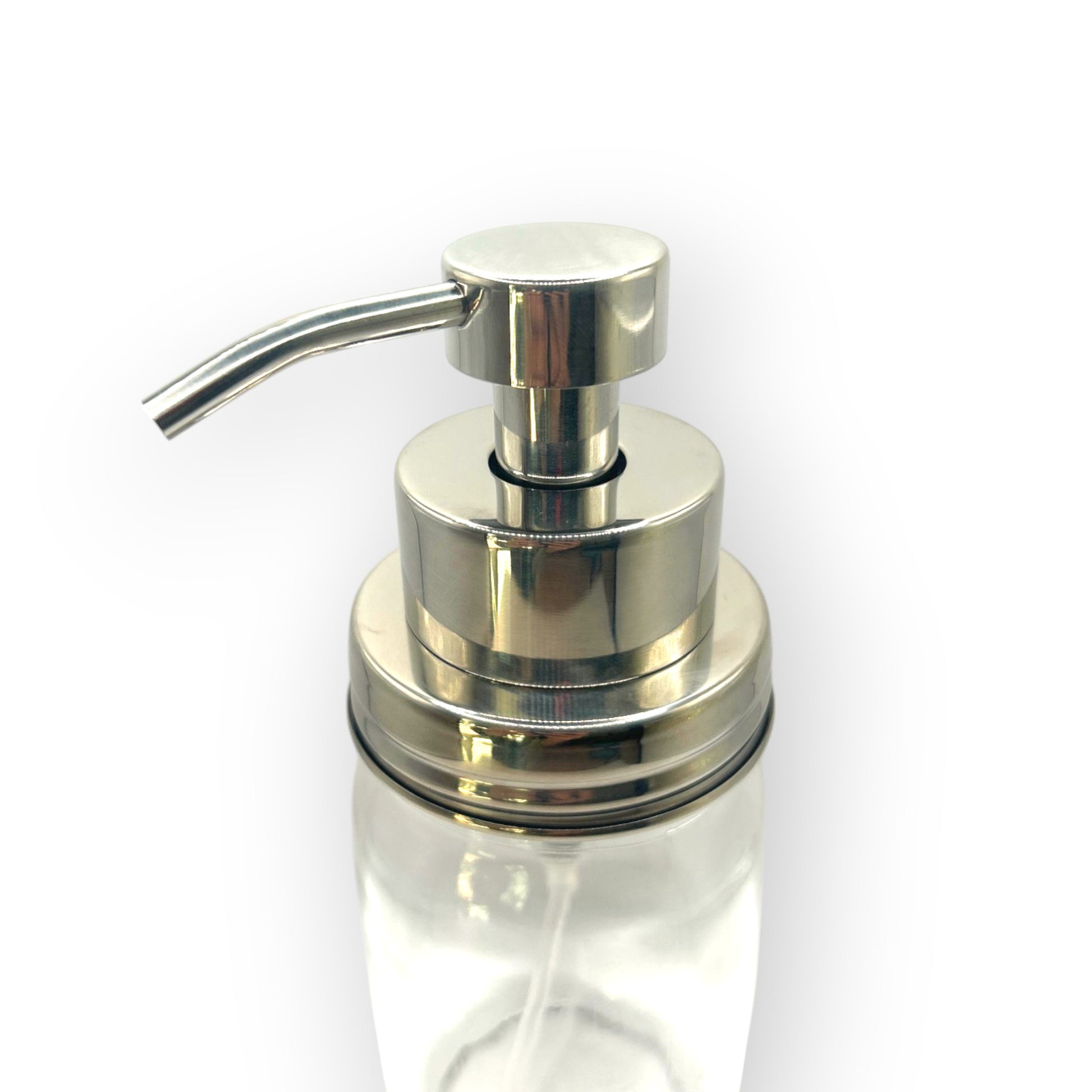 Side view of the Mason jar soap dispenser in a kitchen setting.