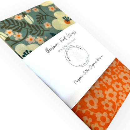 Beeswax Food Wraps | 2pk Orange Flower | Naptime Inspirations