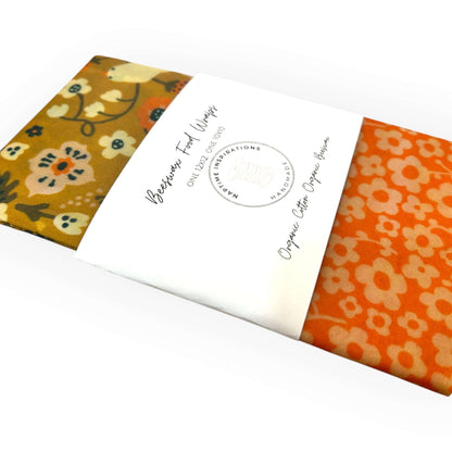 Beeswax Food Wraps | 2pk Orange Flower | Naptime Inspirations