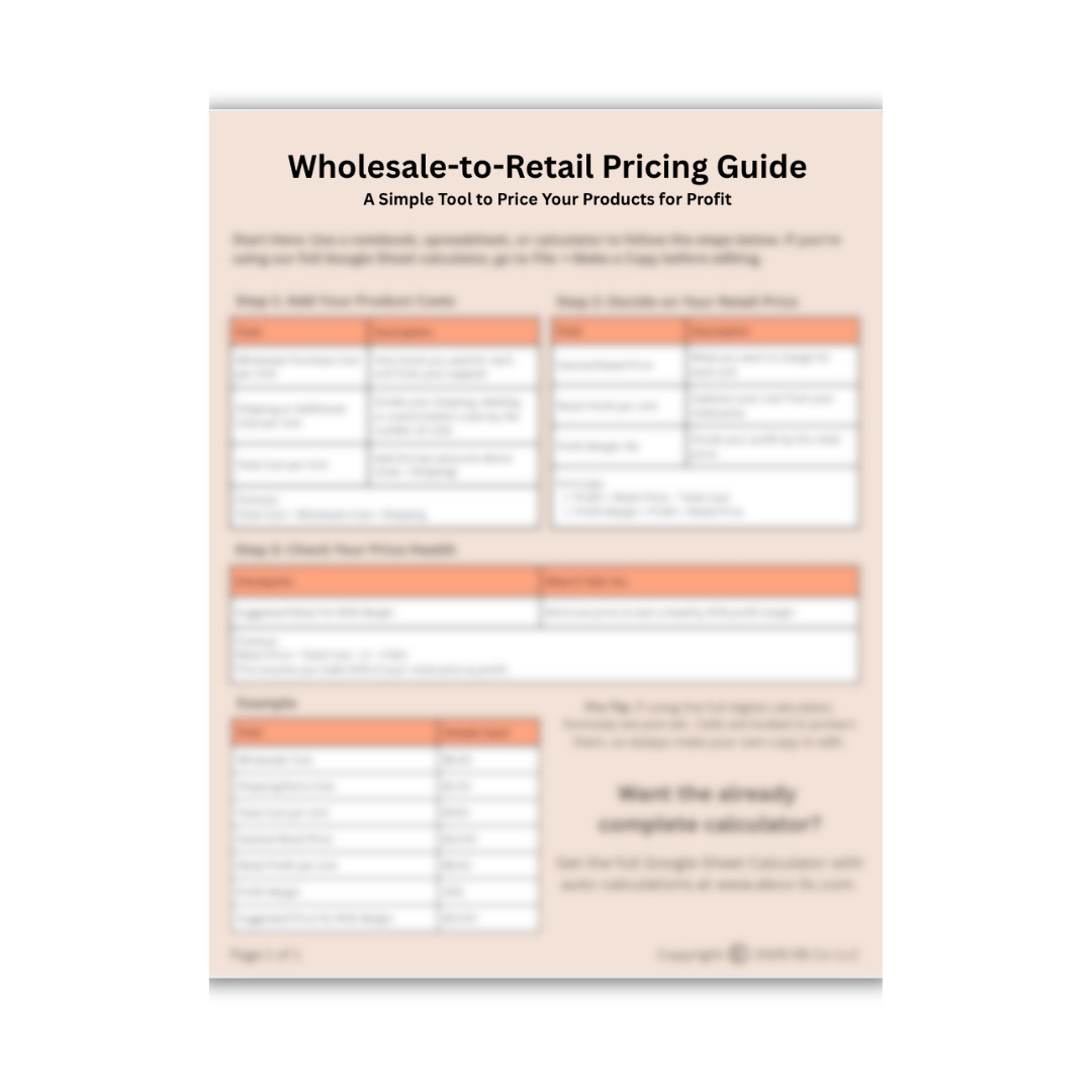 Wholesale-to-Retail Pricing Guide | Small Biz Profit Planning Tool ...
