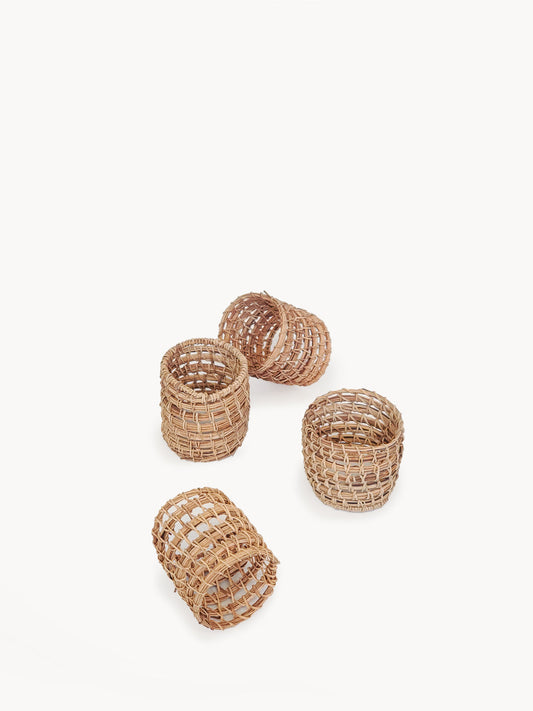 Woven Palm Fiber Napkin Ring - Natural (Set of 4)-0