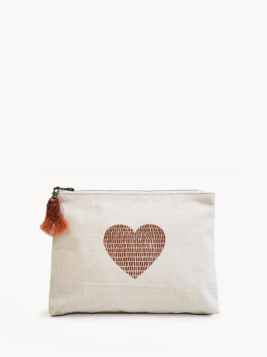 Hand Screen Printed Cotton Canvas Pouch - Love-0