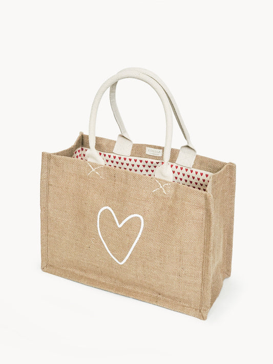 Jute Canvas Shopping Bag - Love-0