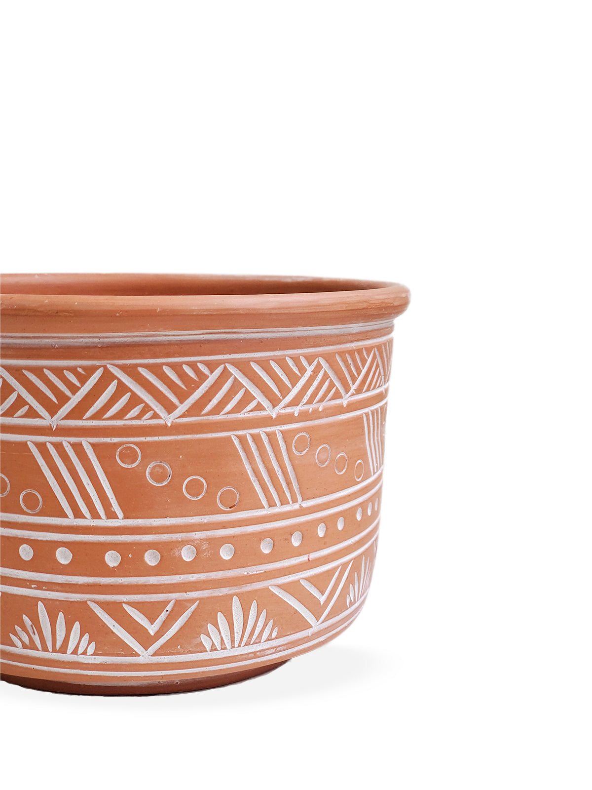 Hand Etched Terracotta Pot - Large-3