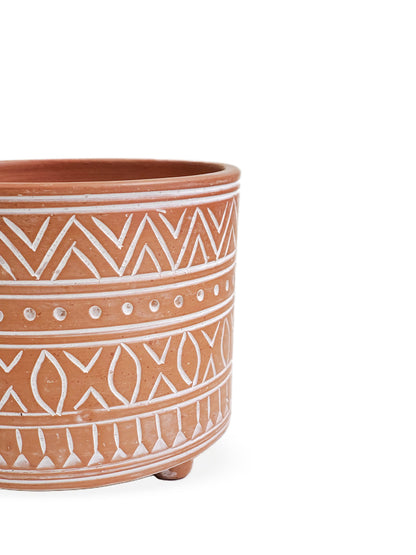 Hand Etched Terracotta Pot - Small-5
