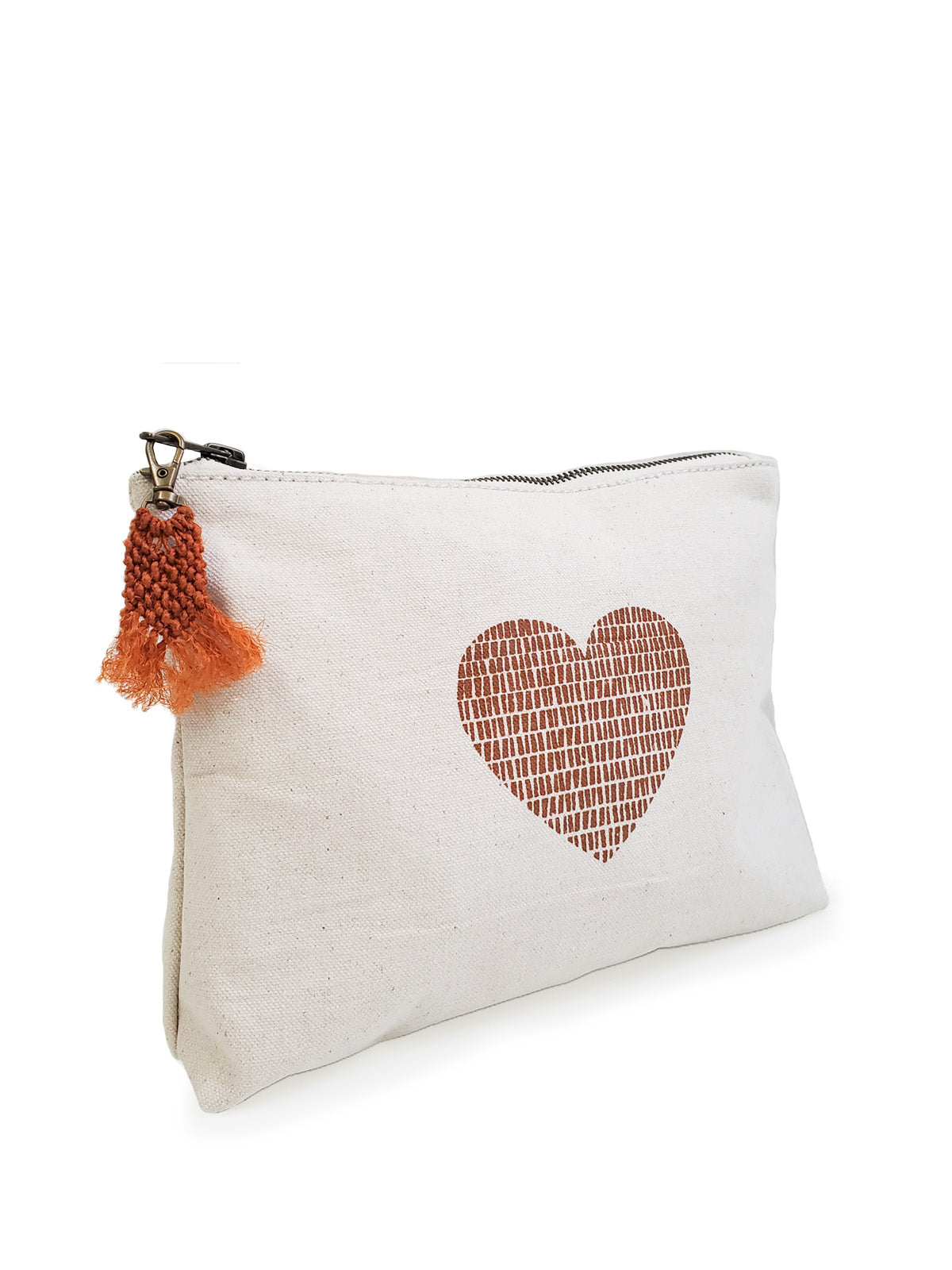 Hand Screen Printed Cotton Canvas Pouch - Love-4