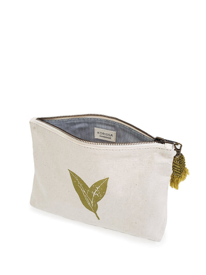 Hand Screen Printed Cotton Canvas Pouch - Nature-3