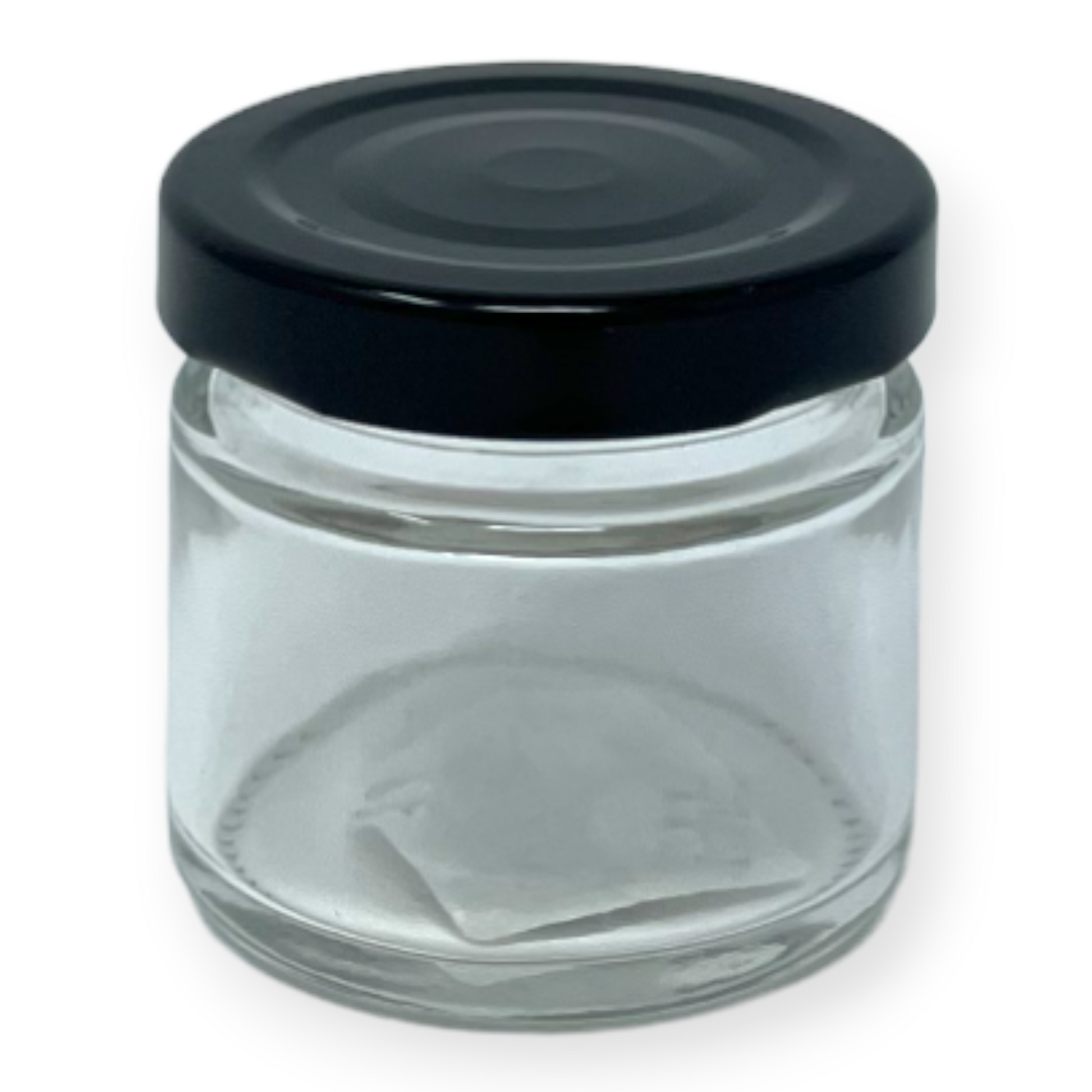 Victorian Square Glass Jar with Black Lid, 10 oz