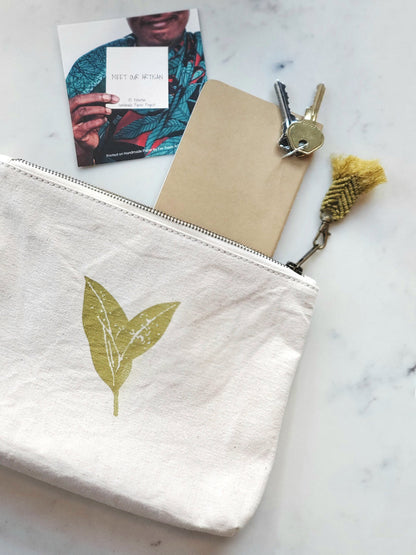 Hand Screen Printed Cotton Canvas Pouch - Nature-1
