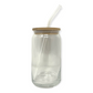 Glass Cup with Bamboo Lid & Straw