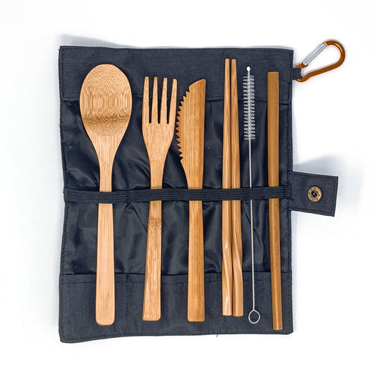 Cutlery Utensil Travel Set | Black | Bamboo